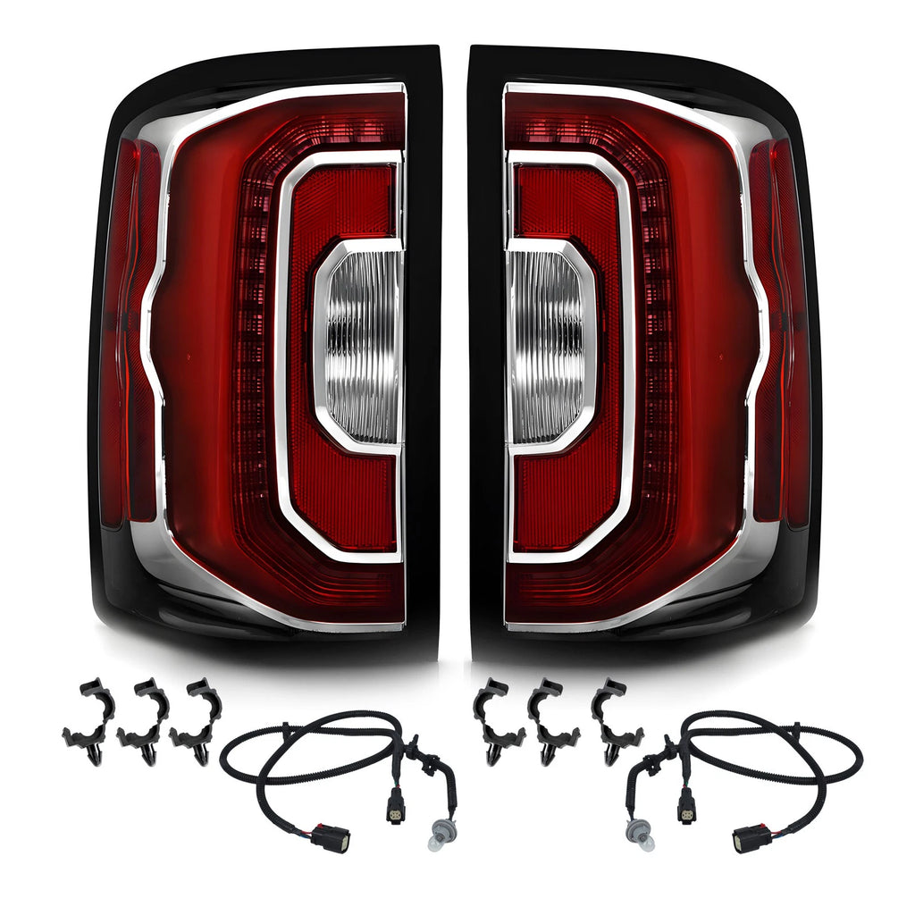 LED Tail Lights Pair for GMC Sierra 1500 (2016–2018) w/ Bulb & Accent Light