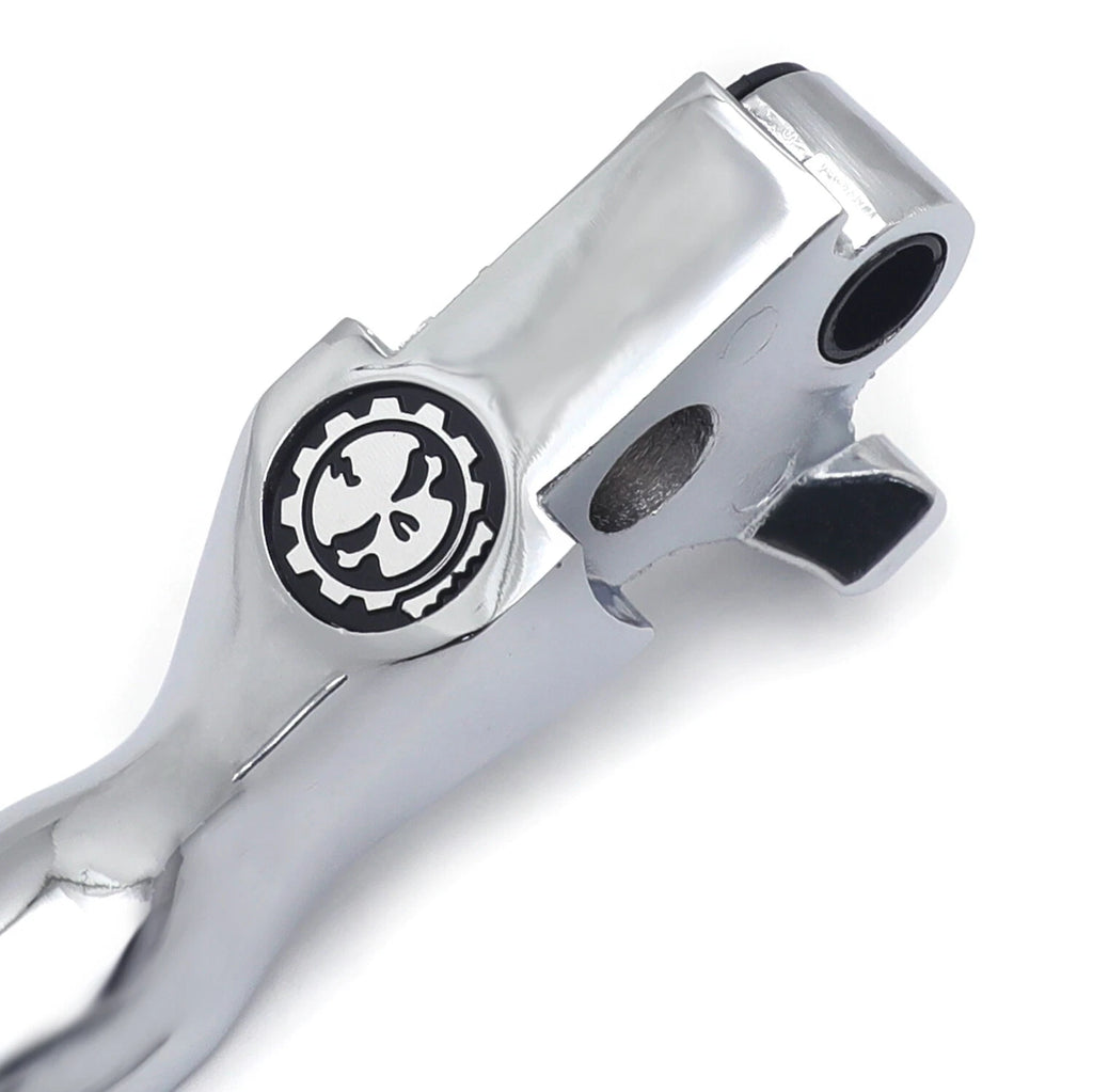 Chrome Skull Brake Clutch Levers for Harley XL/Dyna/Touring/Softail (1996–2007)