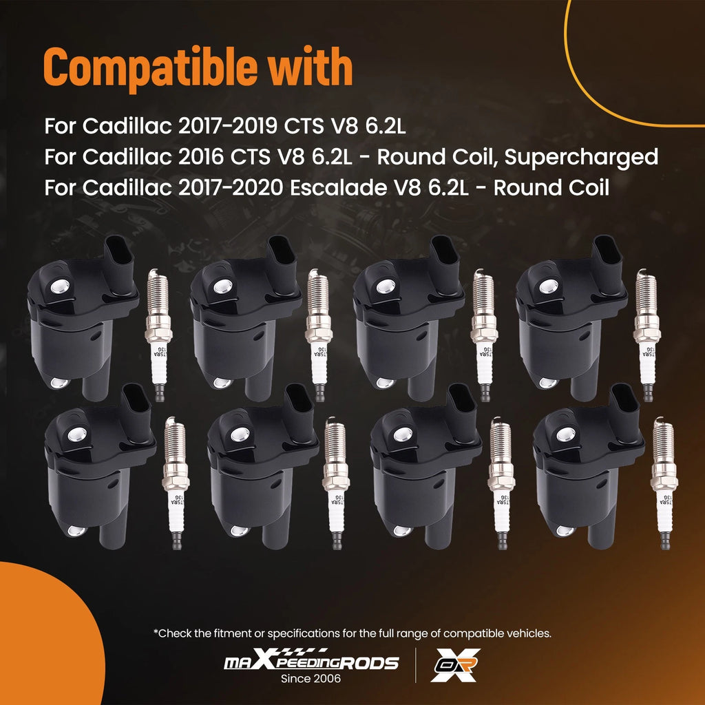8x Ignition Coil & Spark Plug Set for Chevrolet Corvette V8 6.2L (2014–2019) UF742