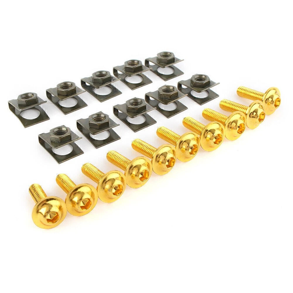 10pcs M6 Body Fairing Bolts Fastener Clips for Scooter (Universal) GOLD