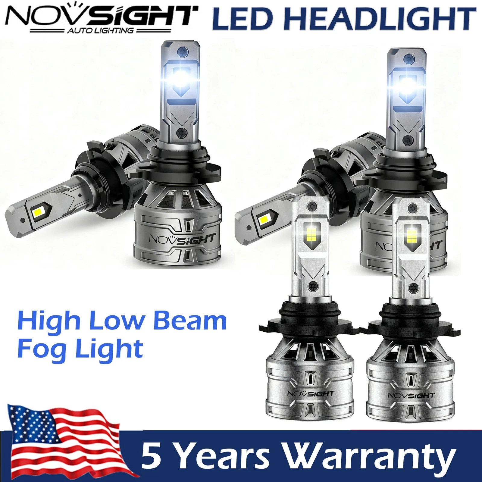 Set of 6 LED Headlight & Fog Light Bulbs for 9005 9006