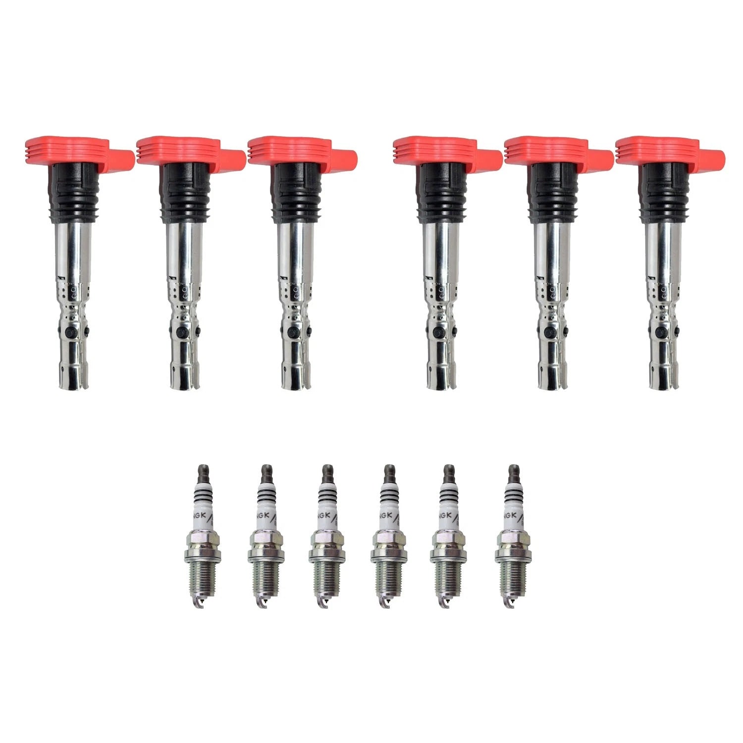Set of 6 Ignition Coils & Iridium IX Spark Plugs for Audi A4 A6 Quattro (2000–2008)
