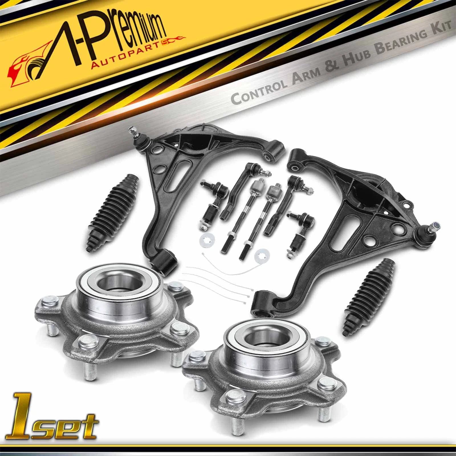 Set of 12 Front Lower Wheel Hub & Control Arm Sway Bar Tie Rod for Chevrolet