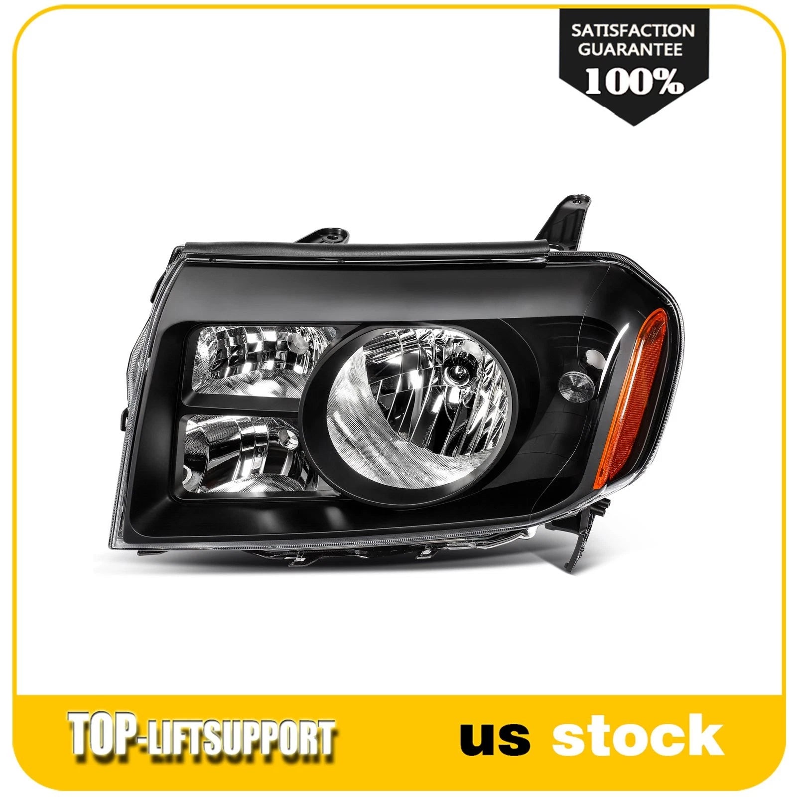 Headlight Assembly for Honda Pilot (2009–2011) Black Housing Reflector Pair