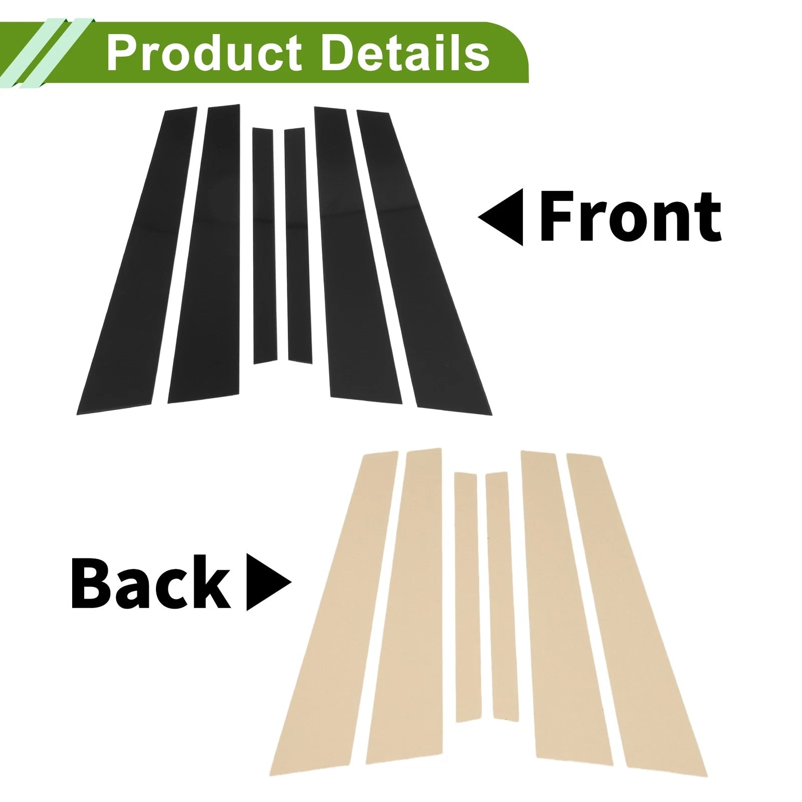 6 Pcs Door Pillar Window Trim for BMW 5-Series (2004–2010) Black