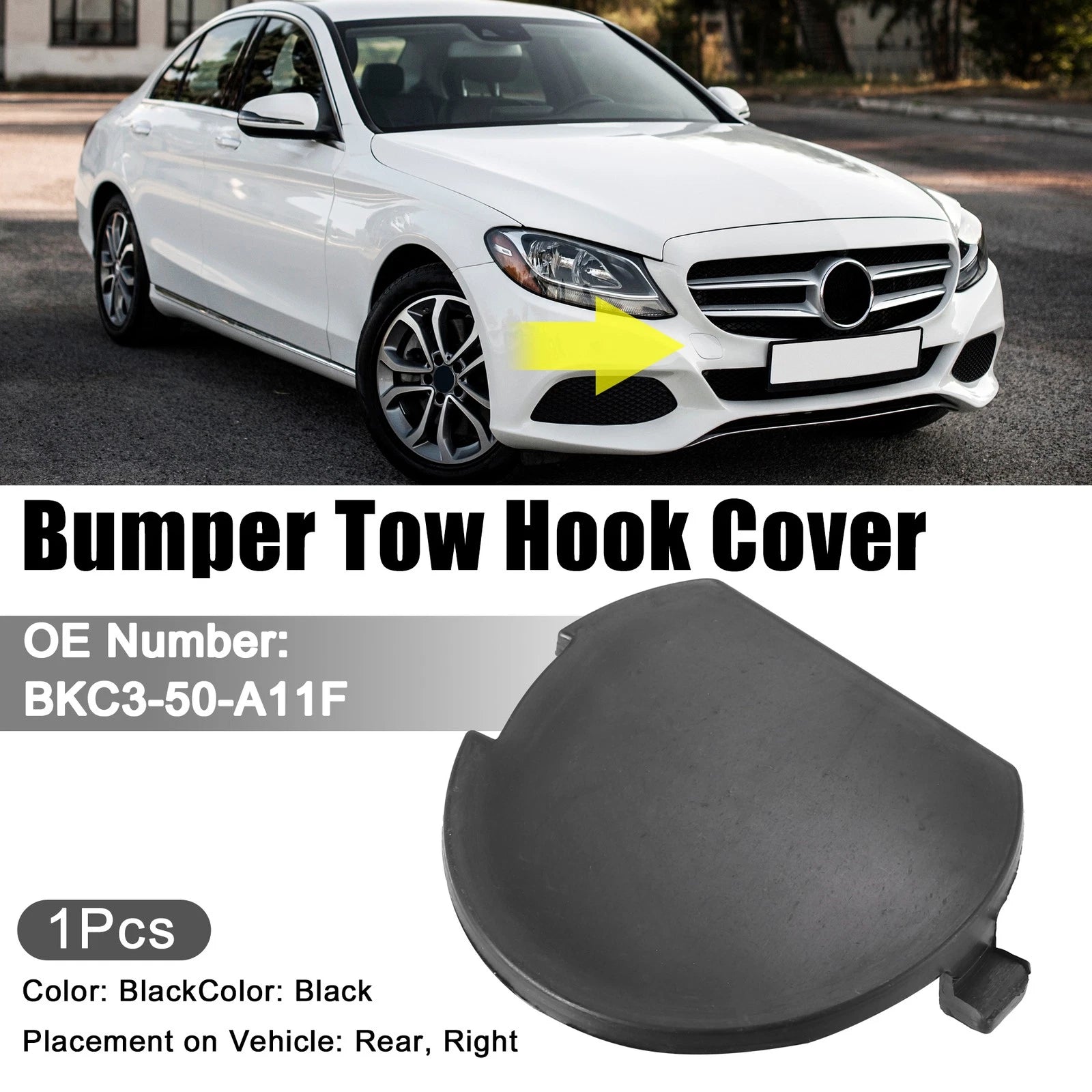 Tow Eye Hook Cover Cap for Mazda 3 Axela (2014–2016) - Black 1pc