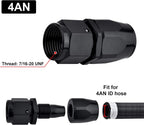 Set of 4 Black 0° Straight Swivel Fuel Oil Hose End Fittings 4AN 6AN 8AN 10AN 12AN