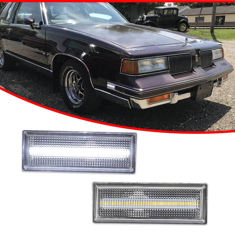 2X Clear White Side Marker Lights for Oldsmobile Cutlass 442 (1981–1988)