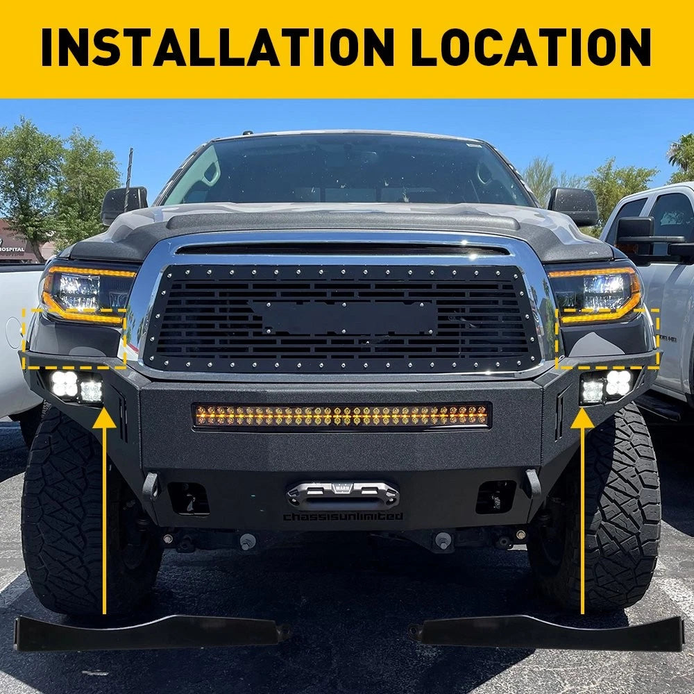 Bumper Grille Headlight Filler Trim Set for Tundra (2007–2013) Sequoia (2008–2012)