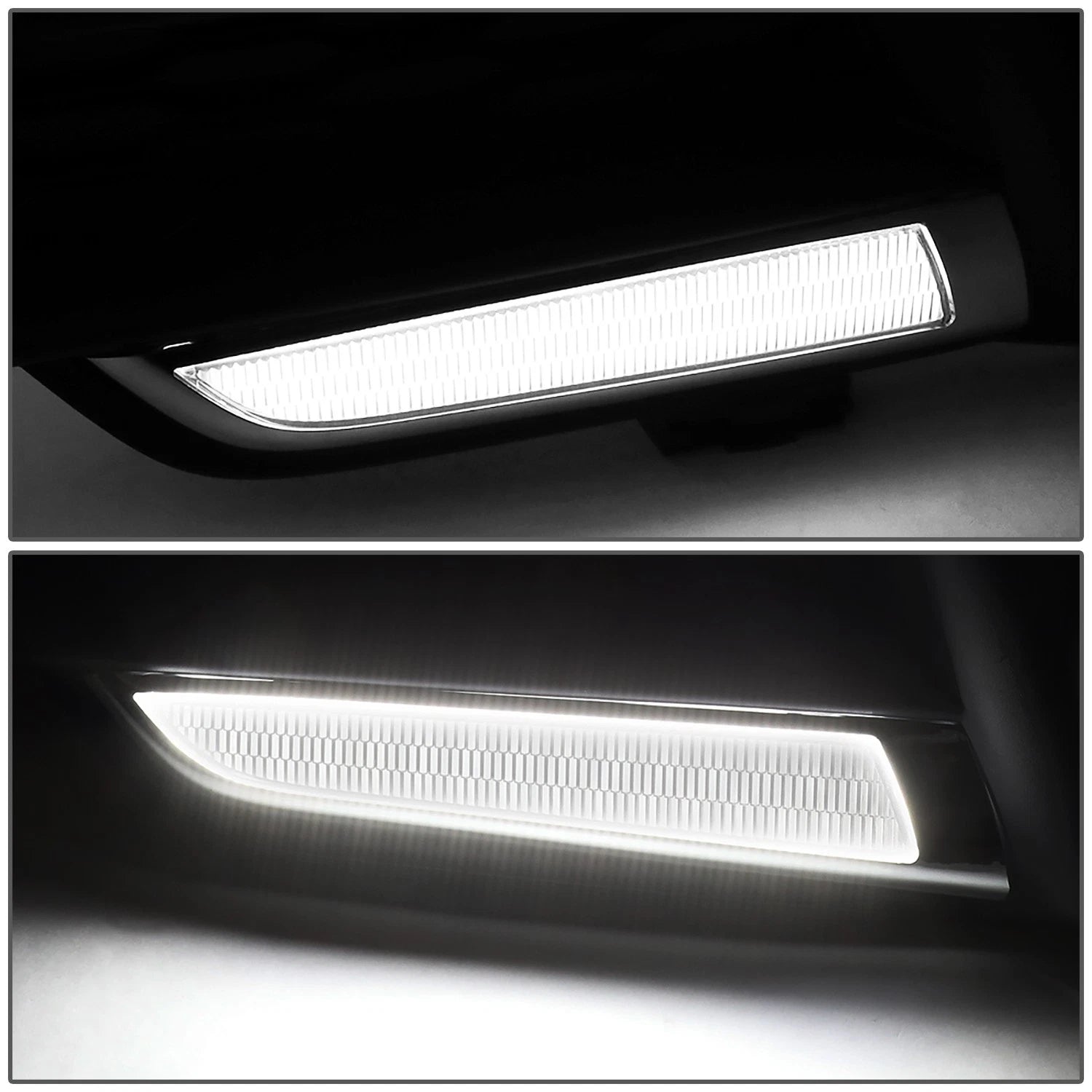 Pair Front Bumper Fog Light Bezels for Honda Civic Sedan/Coupe (2016–2018) w/ LED DRL