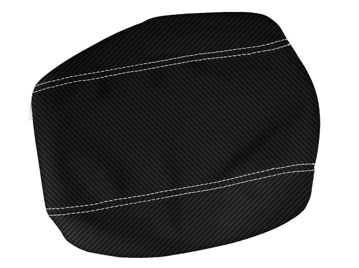 Console Lid Armrest Cover for Toyota Camry (2012–2017) Carbon Fiber Pink Stitch