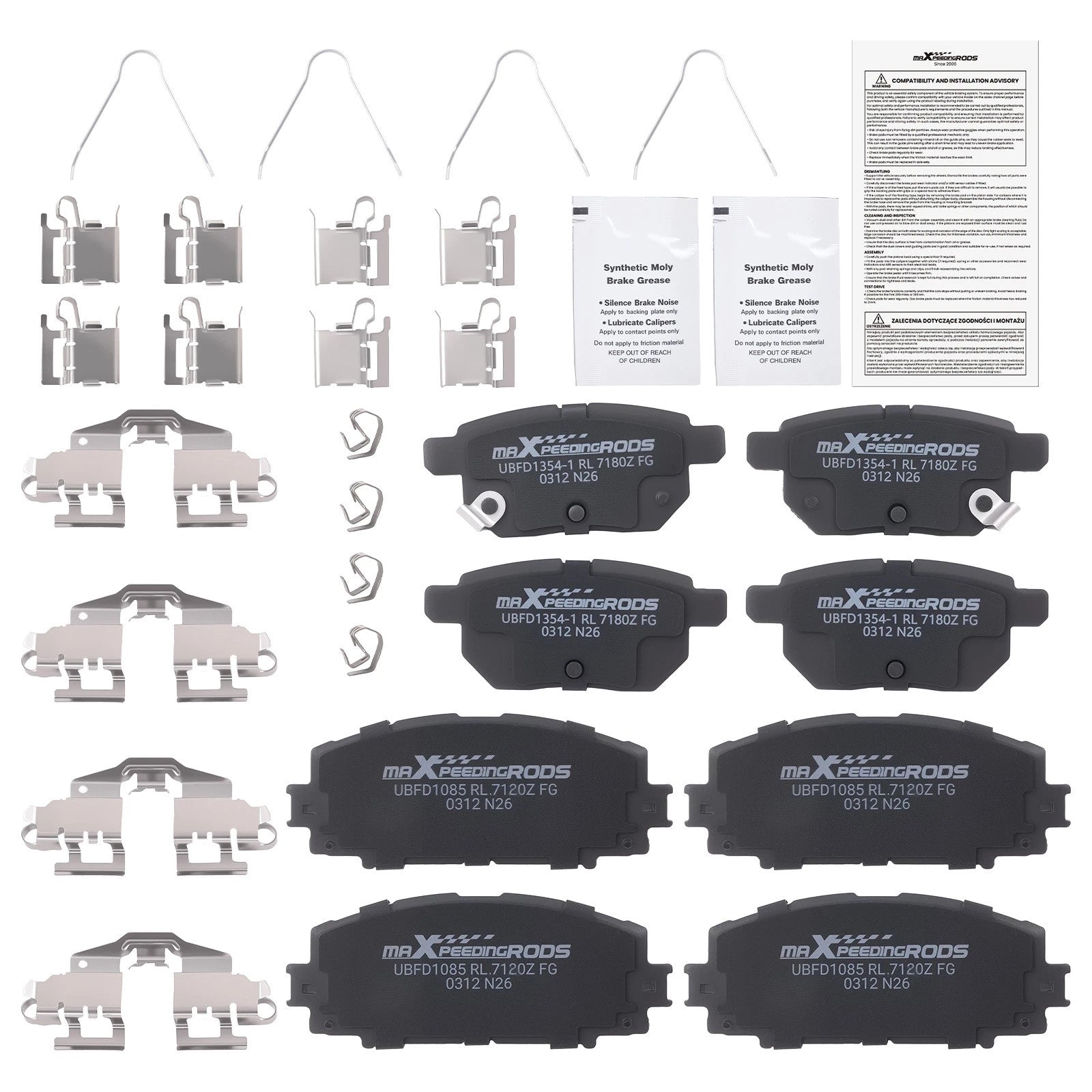 Ceramic Brake Pads Kit for Toyota Prius Plug-In (2012–2013) Corolla