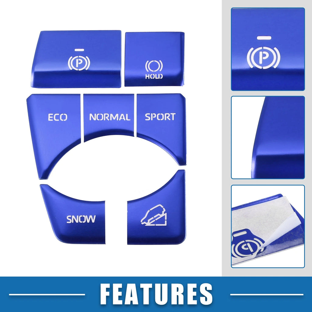Set of 7 Handbrake Drive Mode Button Covers for Toyota RAV4 (2019–2022) Blue