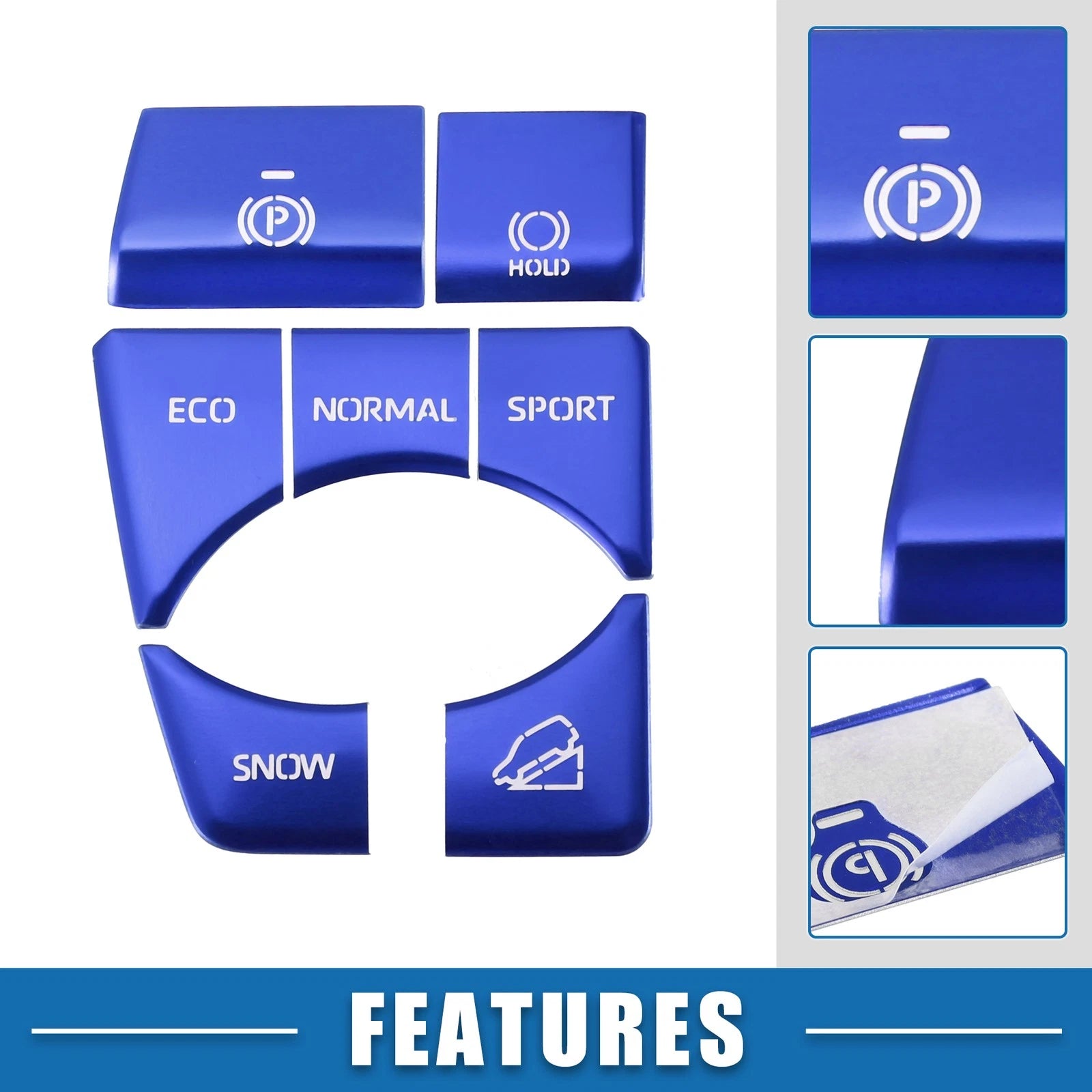 Set of 7 Handbrake Drive Mode Button Covers for Toyota RAV4 (2019–2022) Blue