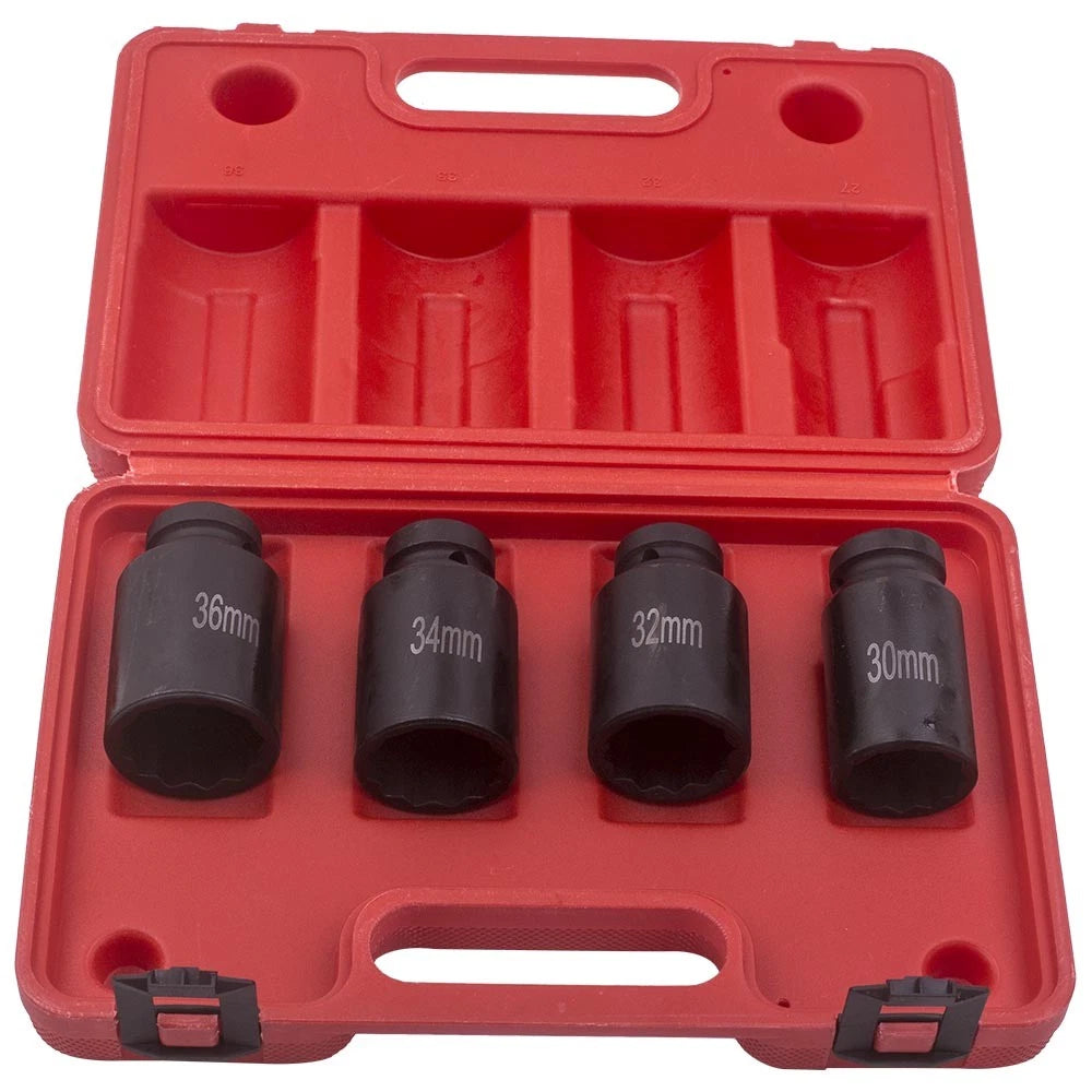 Set of 3 Deep Spindle Axle Nut Socket Puller Tool Kit 30mm 32mm 34mm 36mm