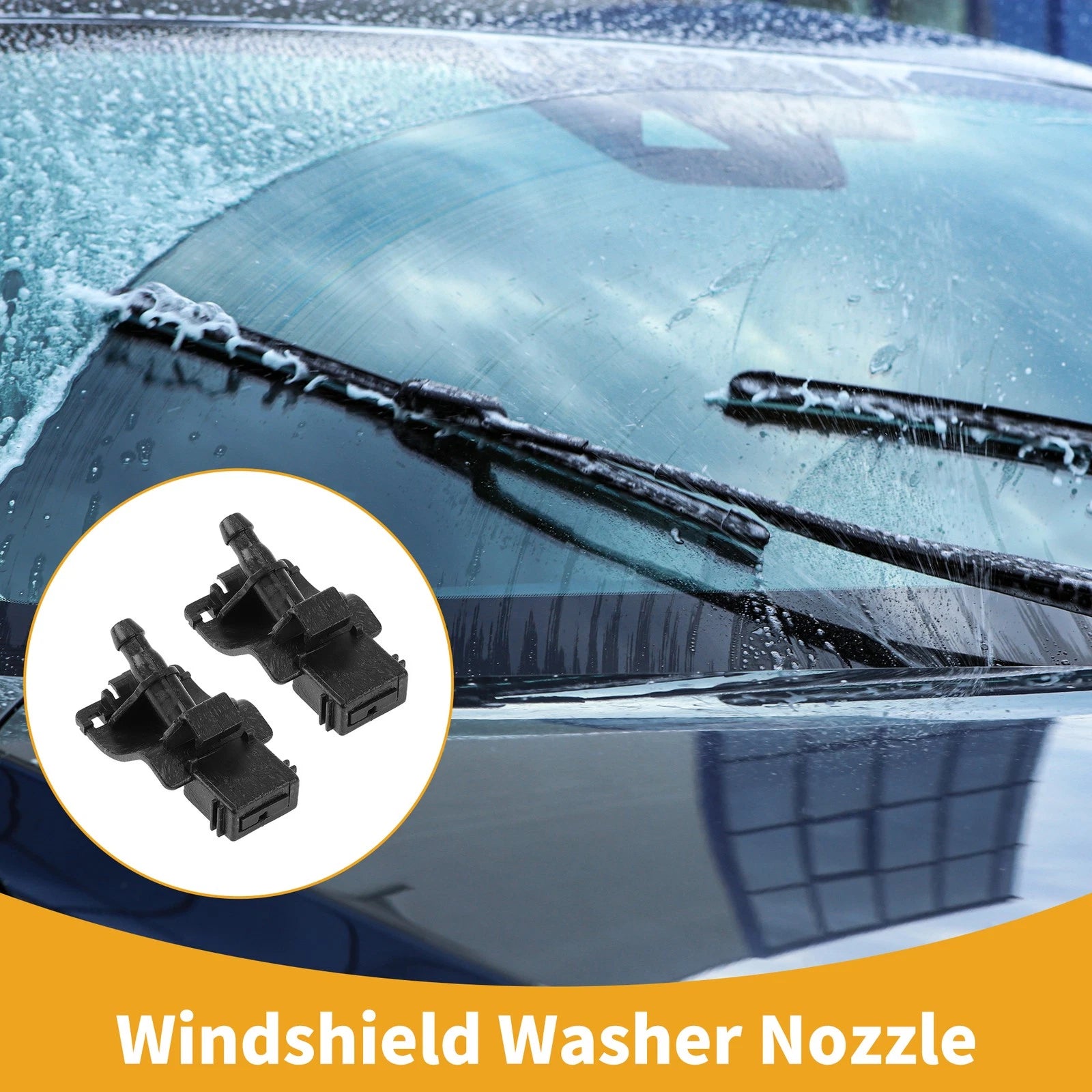 Set of 2 Front Windshield Washer Nozzles for Lexus RX (2010–2015) & LS (2008–2016) Black