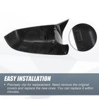 Pair Rearview Mirror Cover Cap Gloss Black for BMW 5 6 7 Series (F01 F02 F03)
