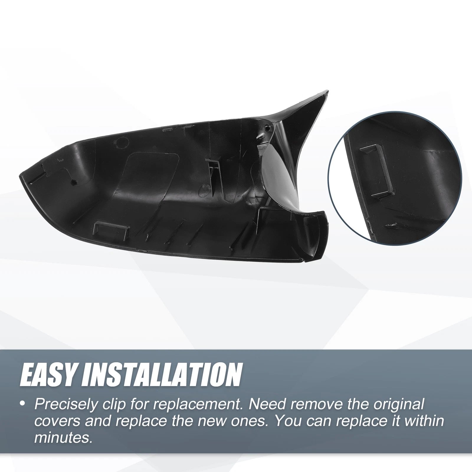 Pair Rearview Mirror Cover Cap Gloss Black for BMW 5 6 7 Series (F01 F02 F03)
