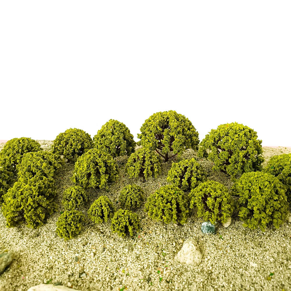 20pcs Micro Model Train Trees for Garden Park Scenery (1:75-1:300) 3-8cm