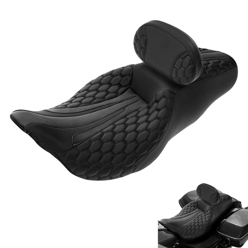 Driver Passenger Seat & Rider Backrest Pad for Harley Touring (2009–2023)