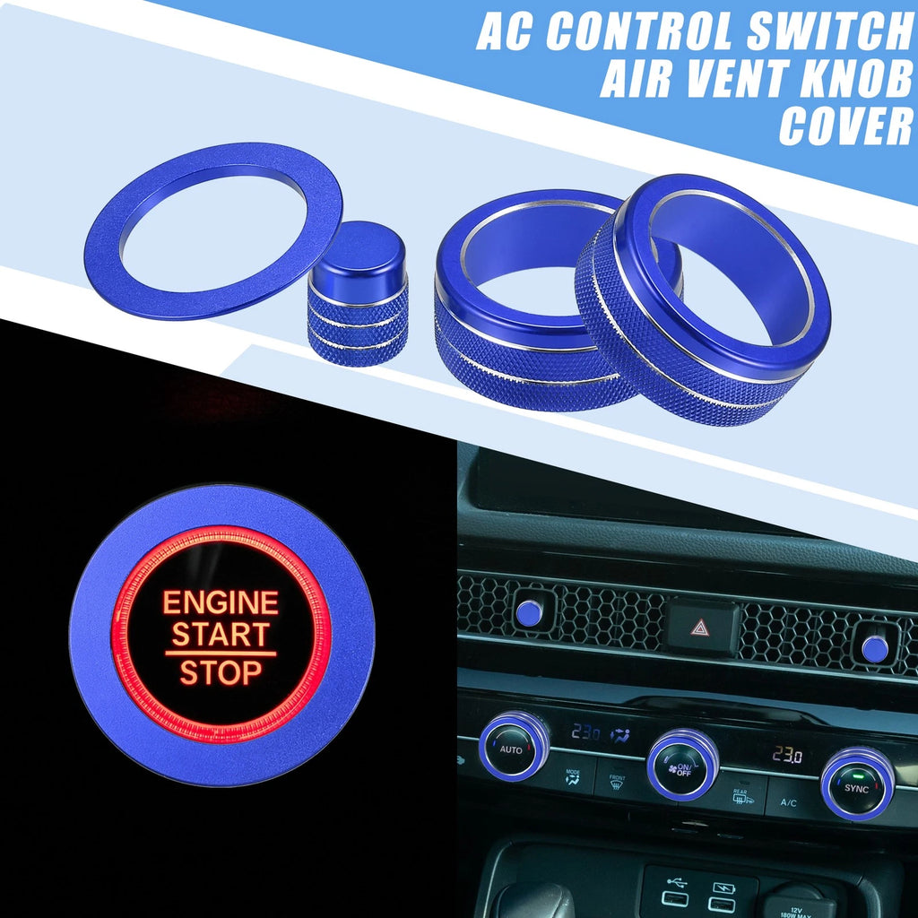 8pcs AC Switch Air Vent Knob Engine Button Cover for Honda Civic (2022–2023) Blue