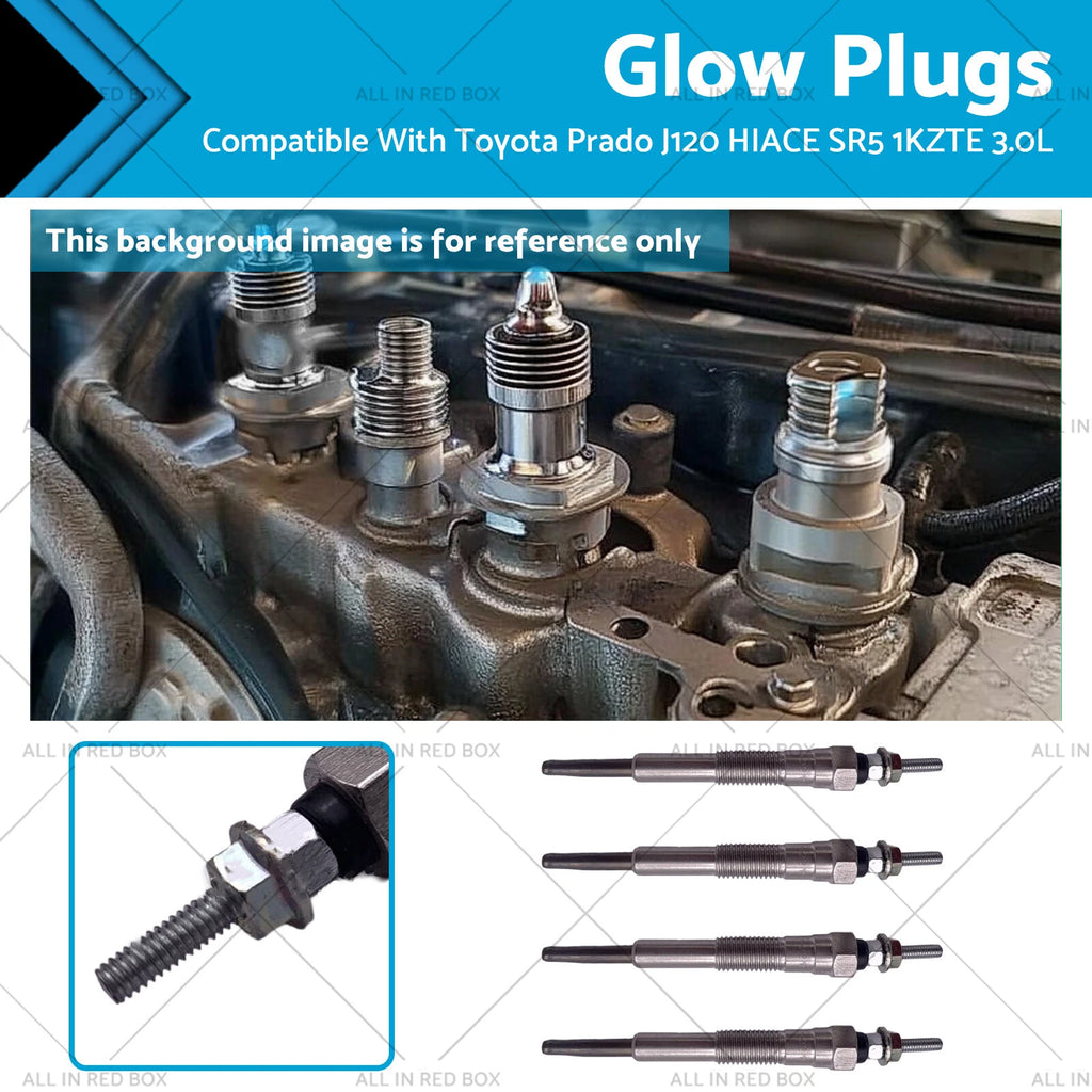 Set of 4 Glow Plugs for Toyota Prado J120, Hiace SR5 1KZTE (2003–2009) 19850-67020