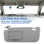 Left Side Sun Visor for Toyota Corolla (2014–2018) Replace No. 7432002B21 Gray