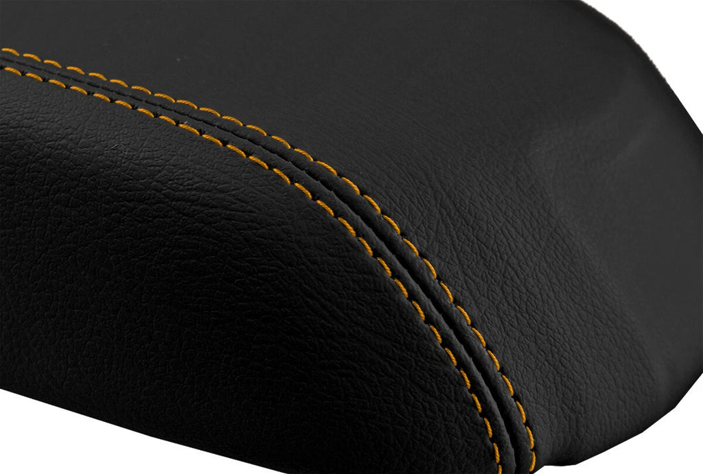 Leather Console Lid Armrest Cover for Ford Taurus (2010–2019) Orange Stitch