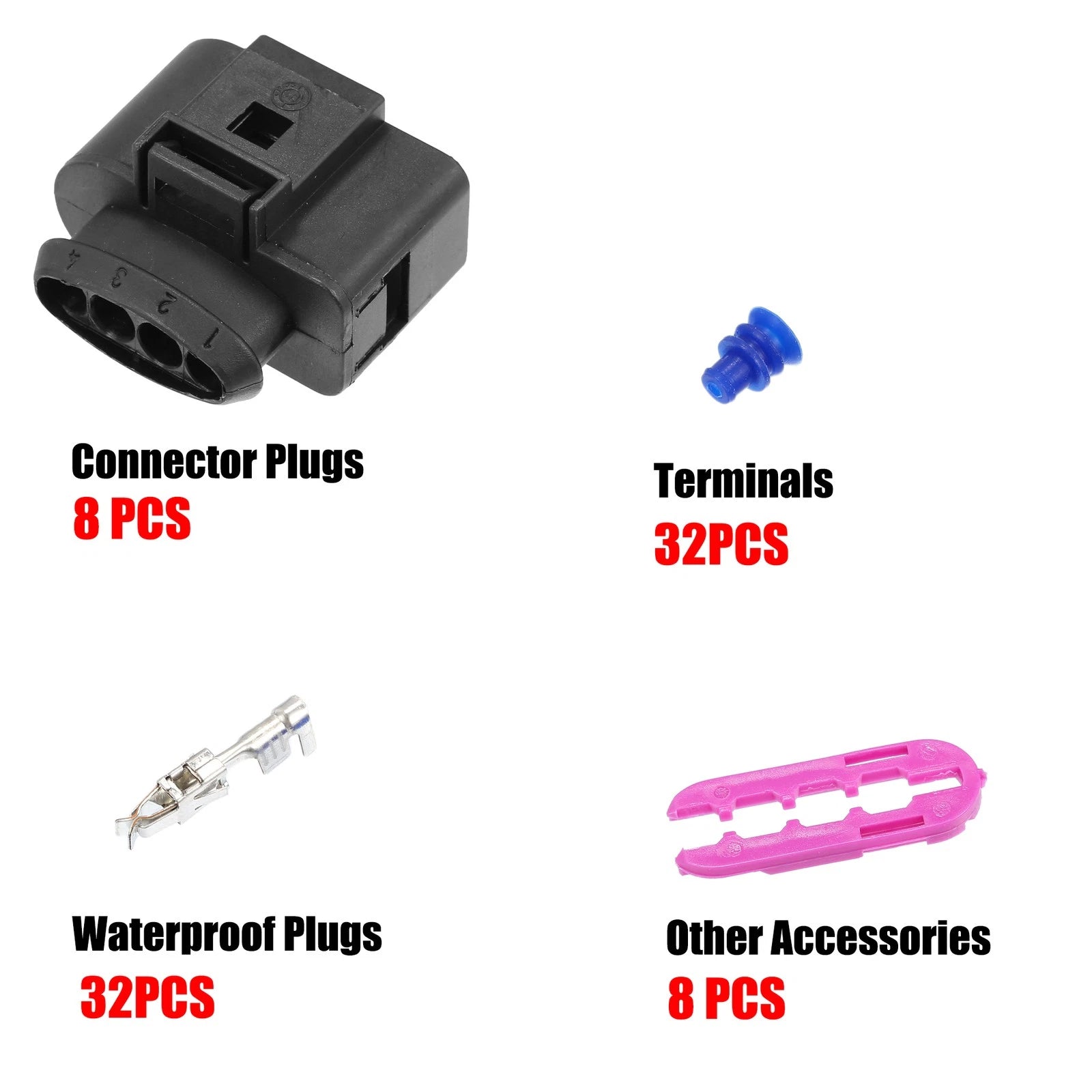 Set of 8 4 Pin Coil Pack Connectors Plug No. 1J0973724 for VW Audi Seat