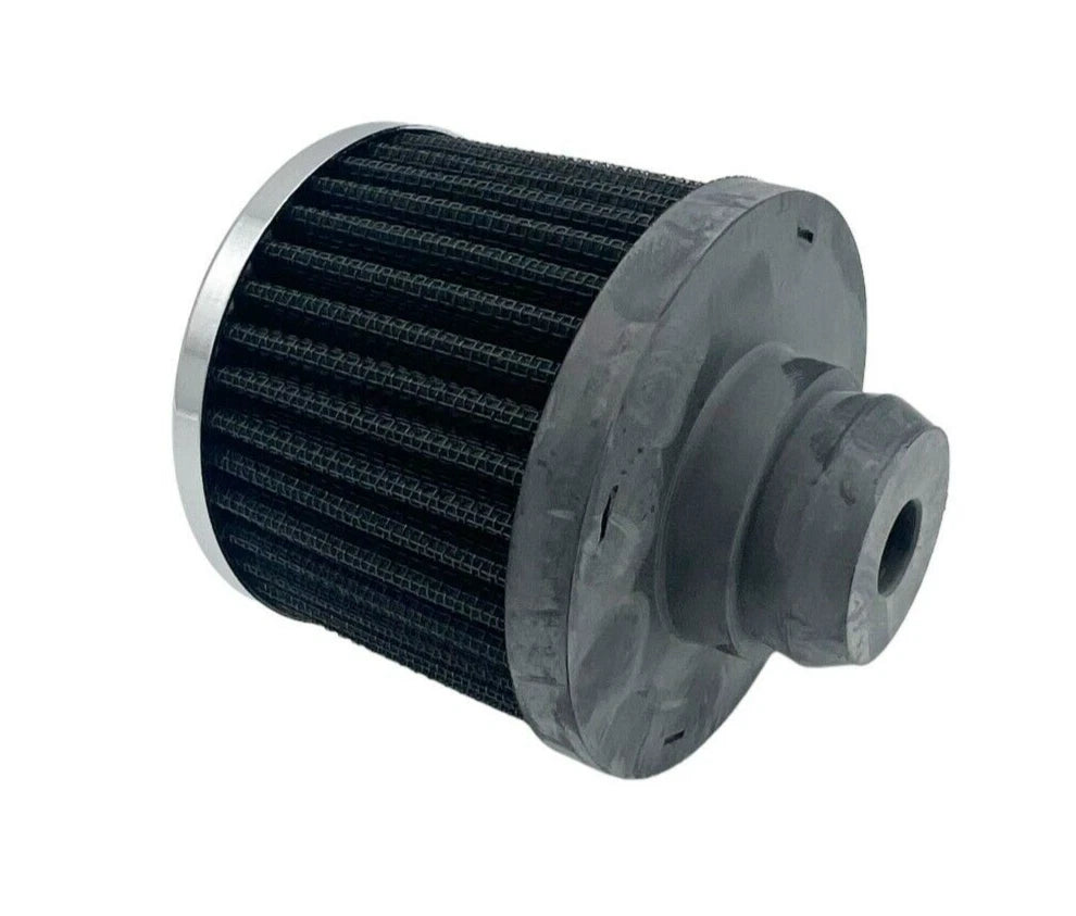 Chrome Valve Cover Breather Push In with Black Filter for 1-1/4" Hole