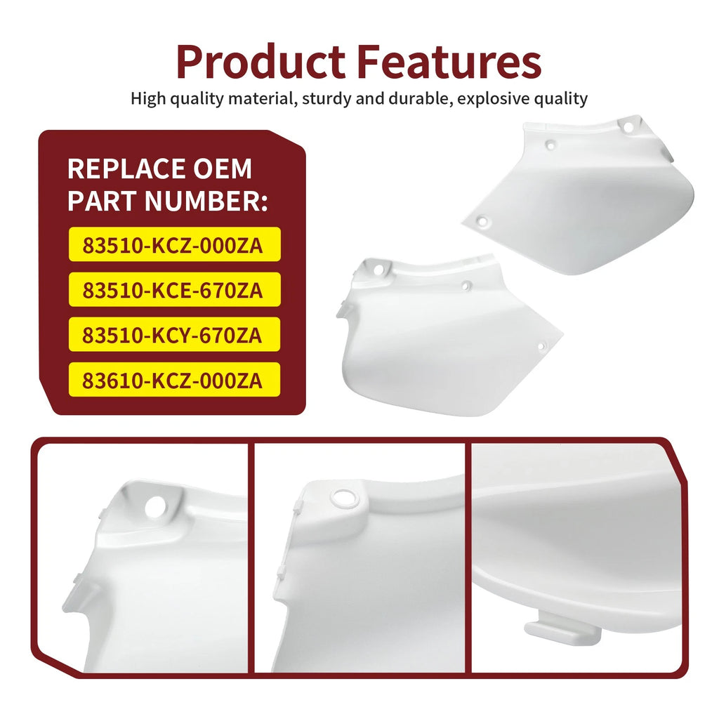 Side Panels Set of 2 for Honda XR400R XR250R (1996–2004) White Covers