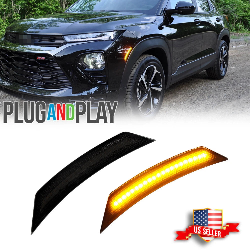 Smoked Amber LED Front Bumper Side Marker Lights for Chevy Trailblazer (2021–2025)