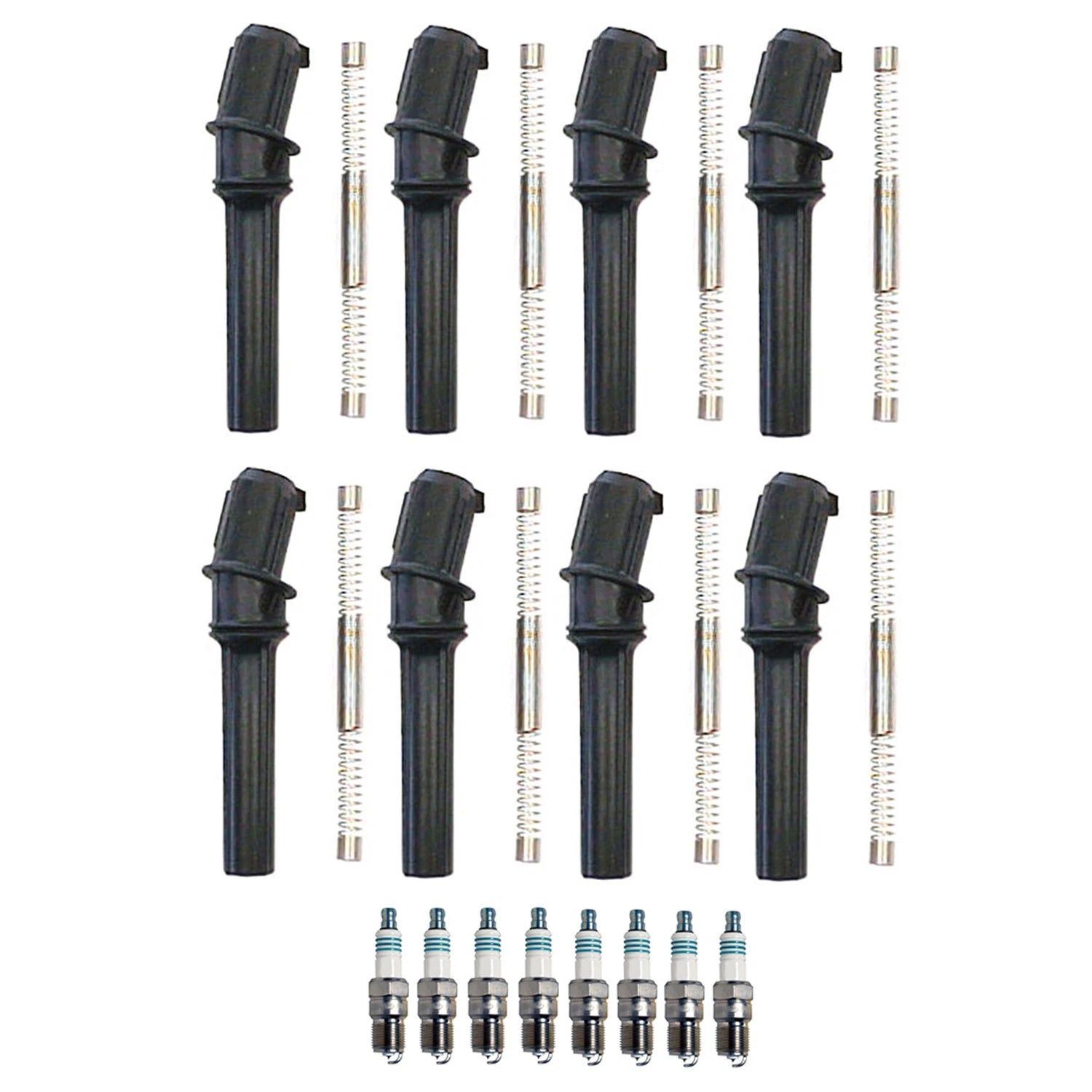 Set of 8 Denso Iridium Power Spark Plugs & Coil Boots for Ford E-Series F-Series V8