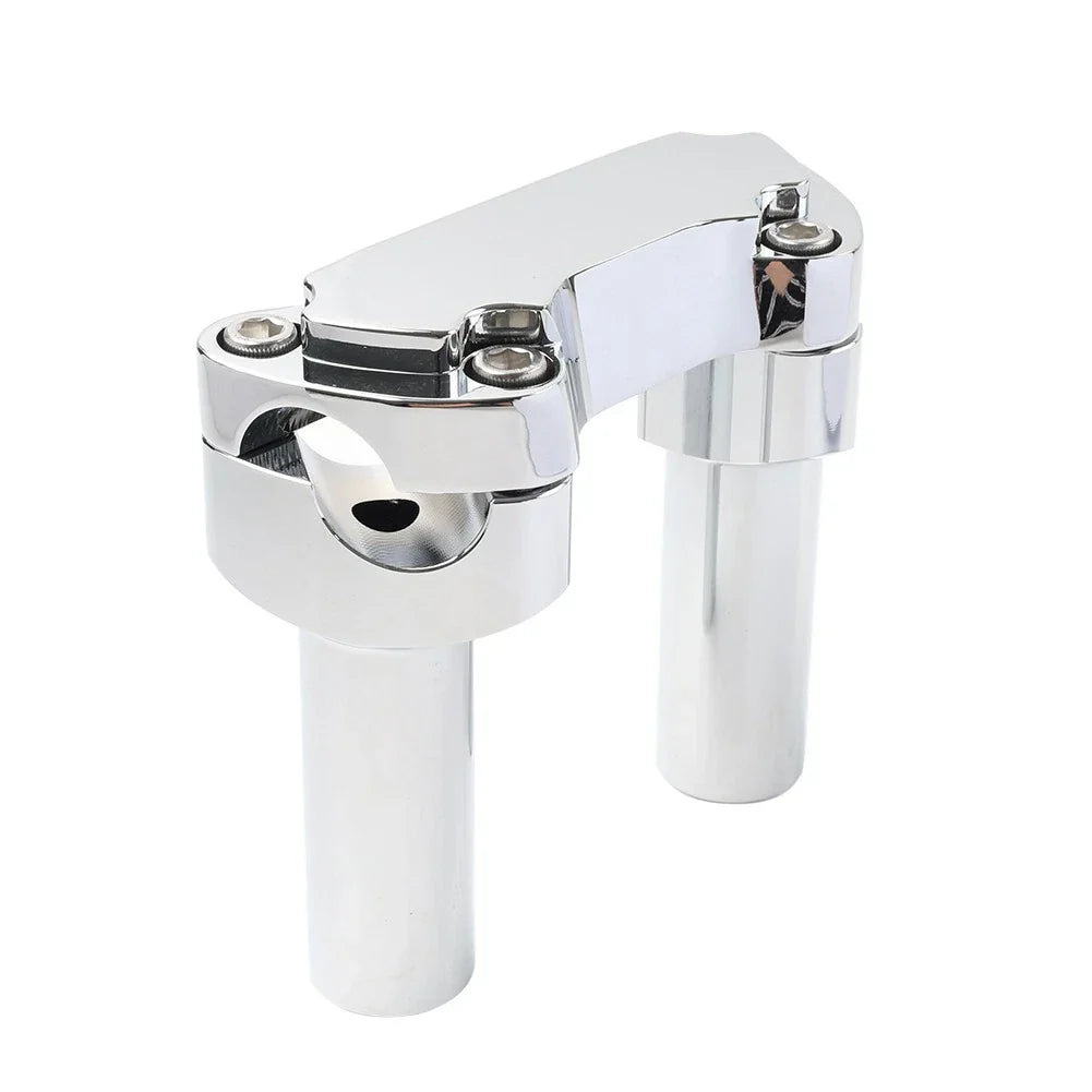 Chrome 4" Risers 1" Handlebar Clamp for Harley Fat Boy, Low Rider, Softail