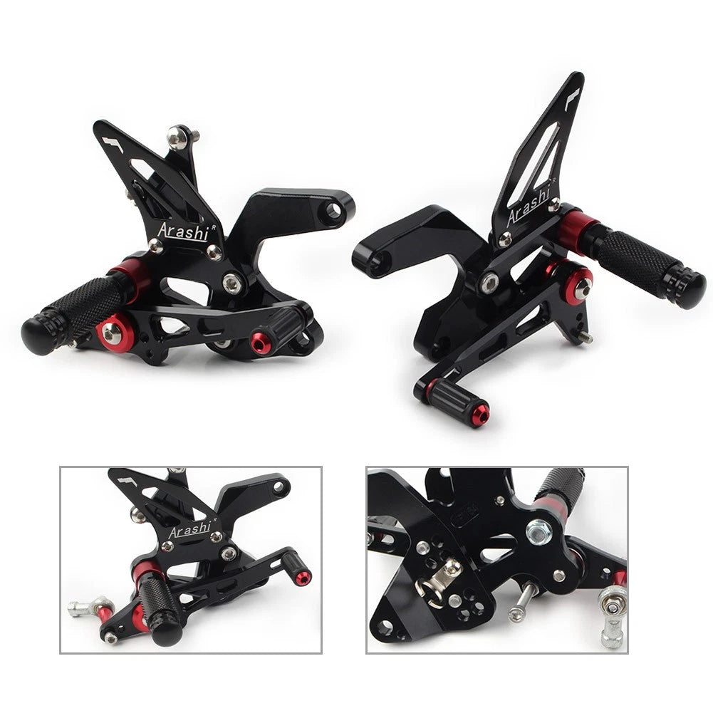 2X Rear Footpegs Footrest for Kawasaki Z900 (2021–2023) Black Aluminum
