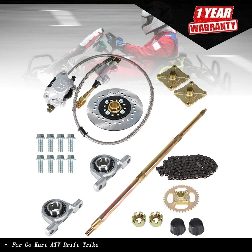Rear Axle Kit with Brake Assembly and Sprocket Hub for Go Kart ATV