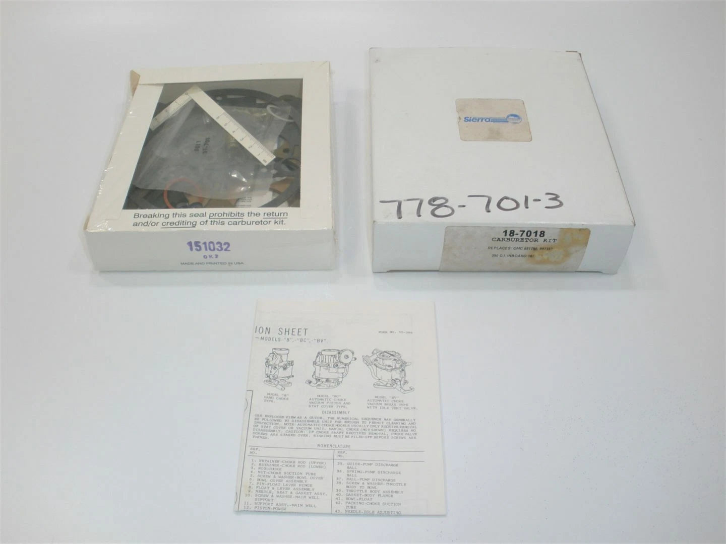 Carburetor Kit for Sierra OMC 305/350ci Rochester Quadrajet (1977–1978)