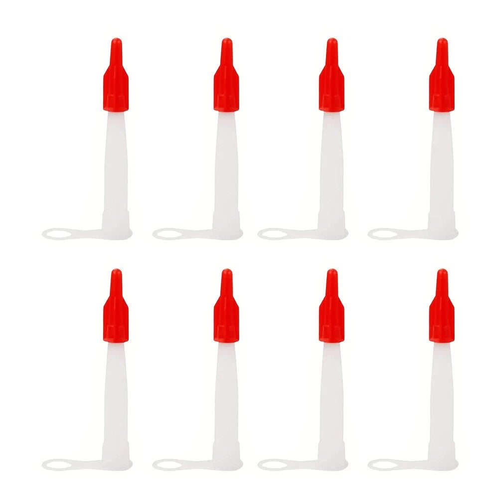 Set of 8 Red Cap Silicone Tube Spout Caulking Nozzles for Effective Sealing