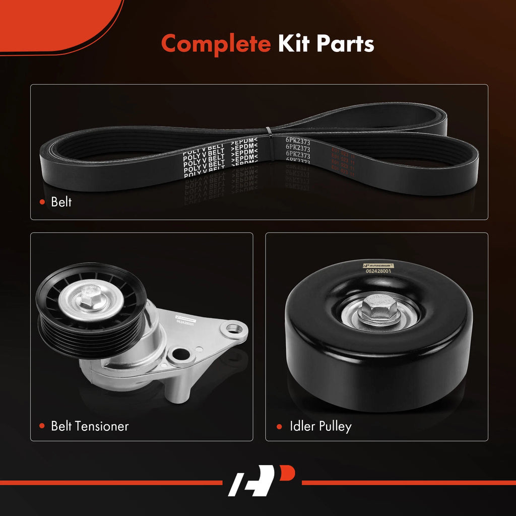 3X Serpentine Belt Drive Component Kit for Chevy Silverado 1500 (2007-2013)