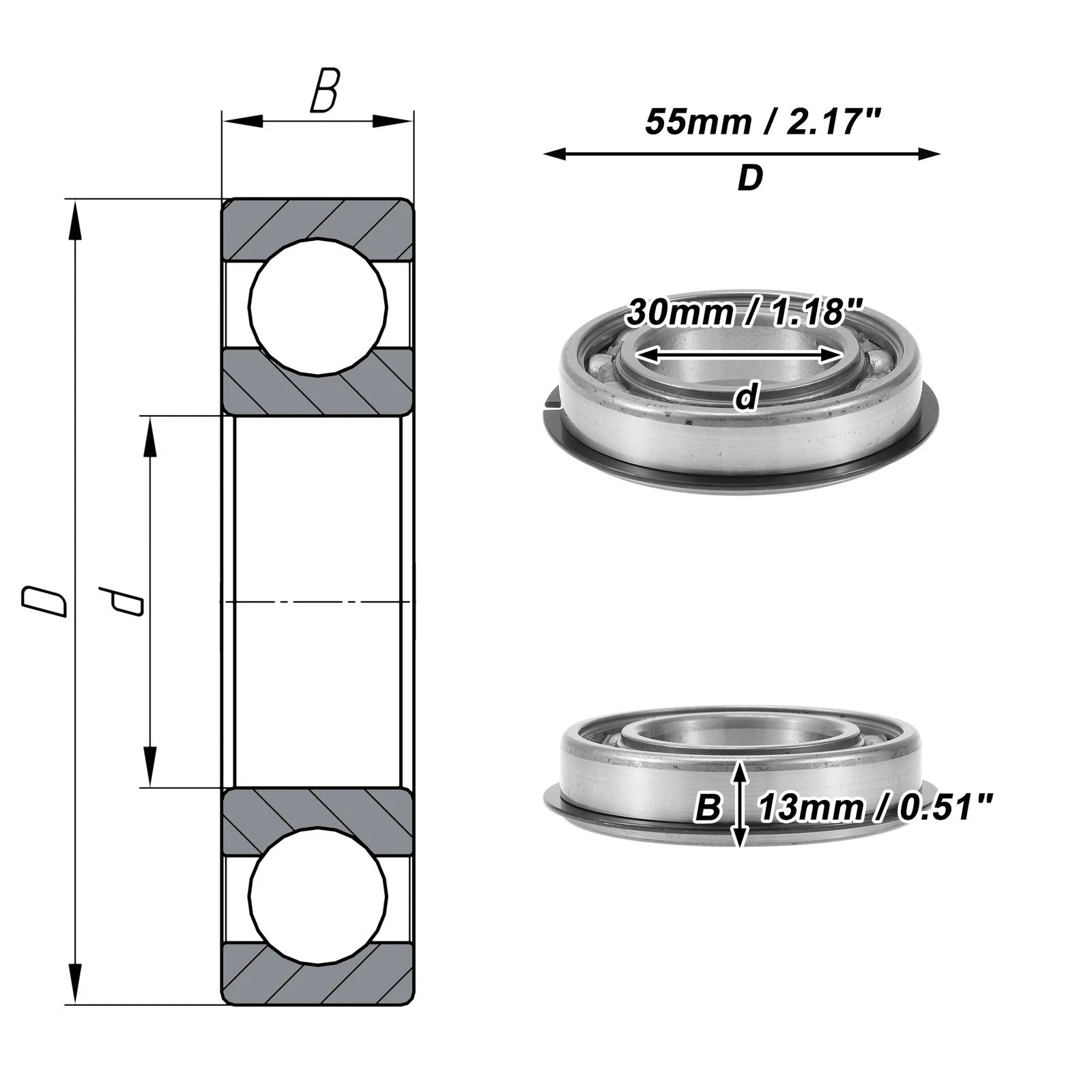 Deep Groove Ball Bearing 6006NR for Scooter Skateboard Wheel (30x55x13mm)