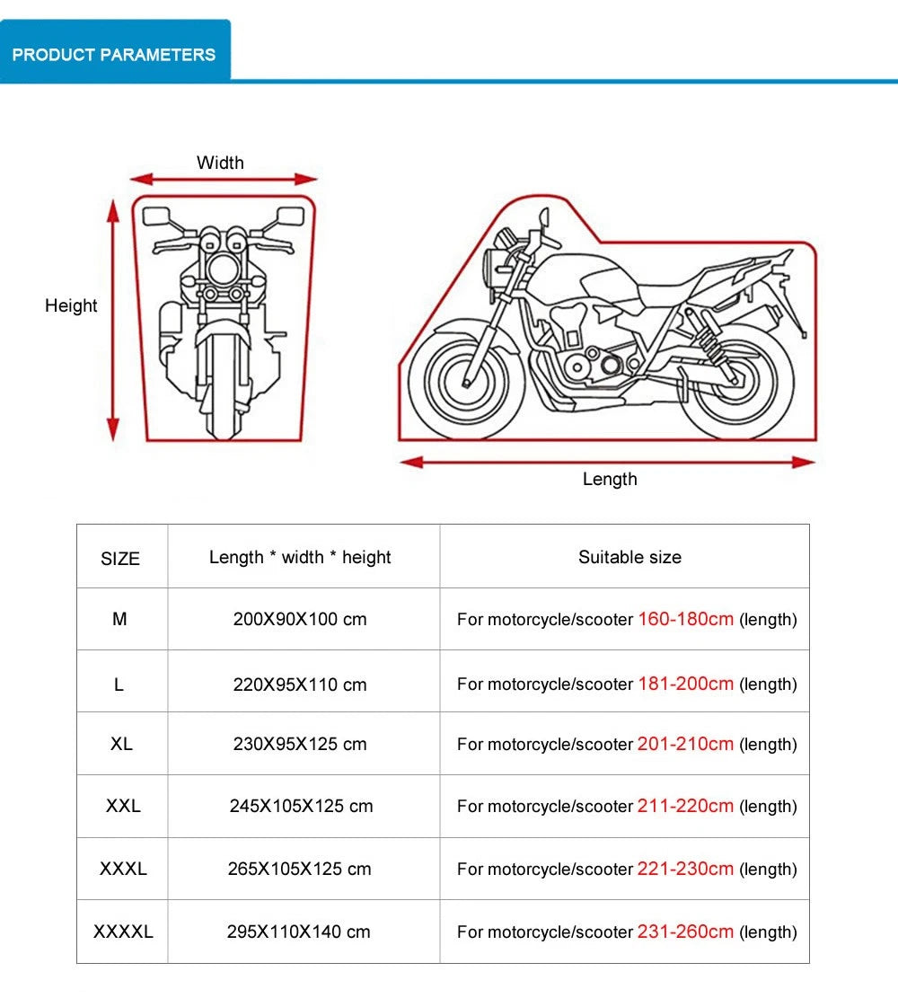 2XL Waterproof Motorcycle Cover for Honda CBF 500, 600 / CRF300 / CB 750