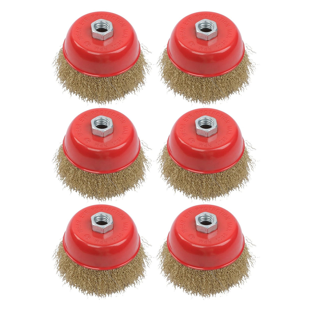 Set of 6 Wire Cup Brushes 4" for Grinders with 5/8" Arbor