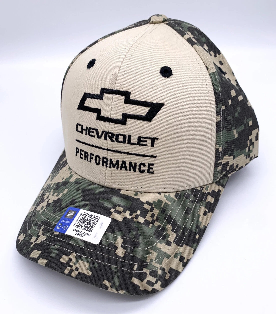 Licensed Chevrolet Performance Hat Cap in Green Tan Digital Camo for Chevy