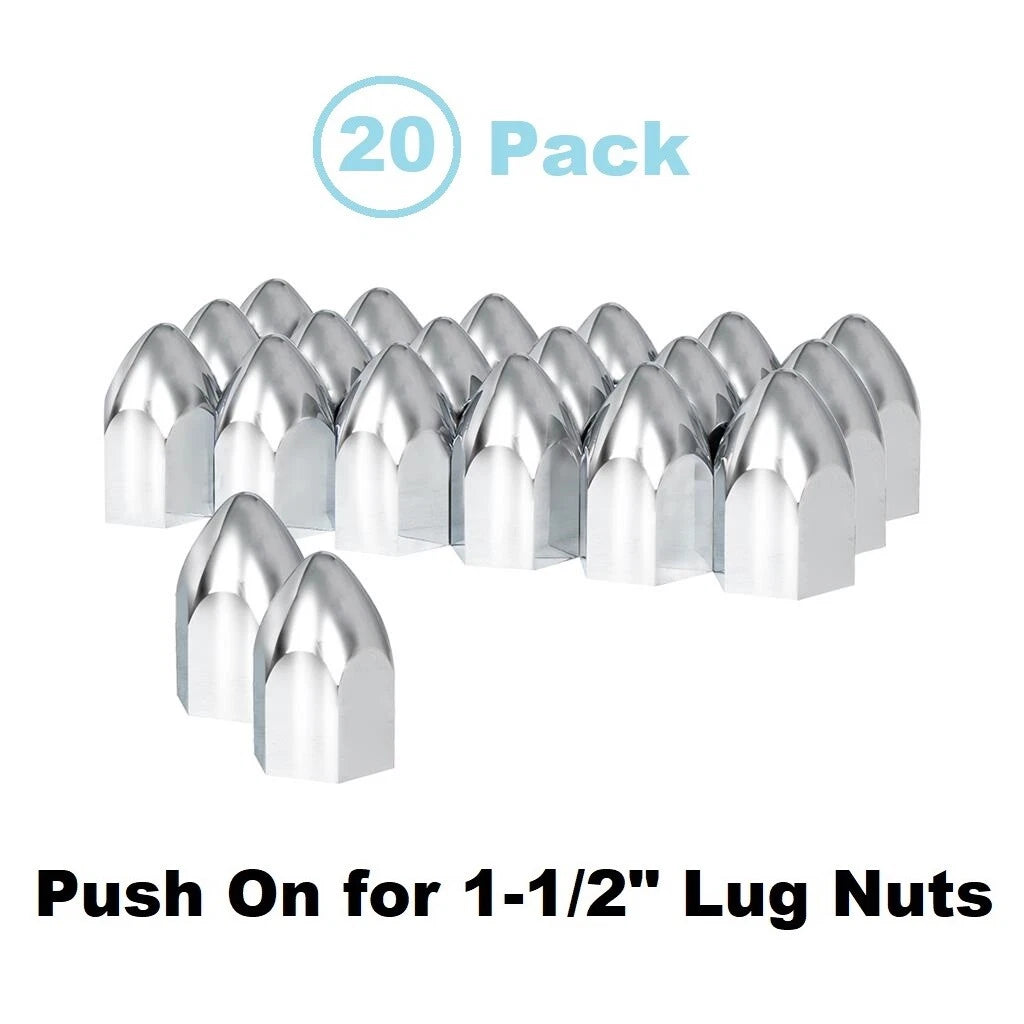 Chrome Bullet Lug Nut Covers Replacement for Ford (2-3/4" Tall) (Set of 20)