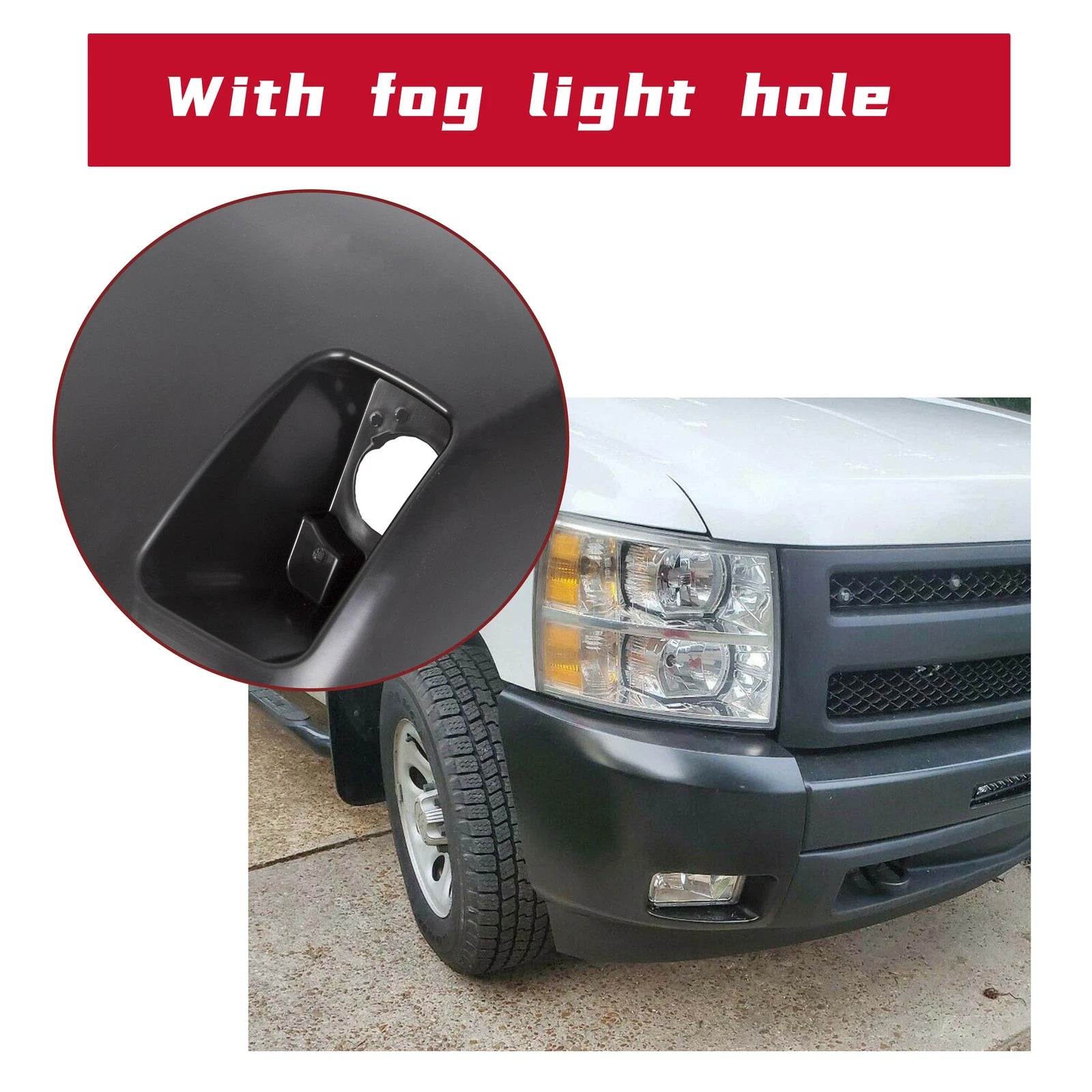 Bumper End Caps Set for Chevy Silverado 1500 (2007–2013) Fog Light Holes