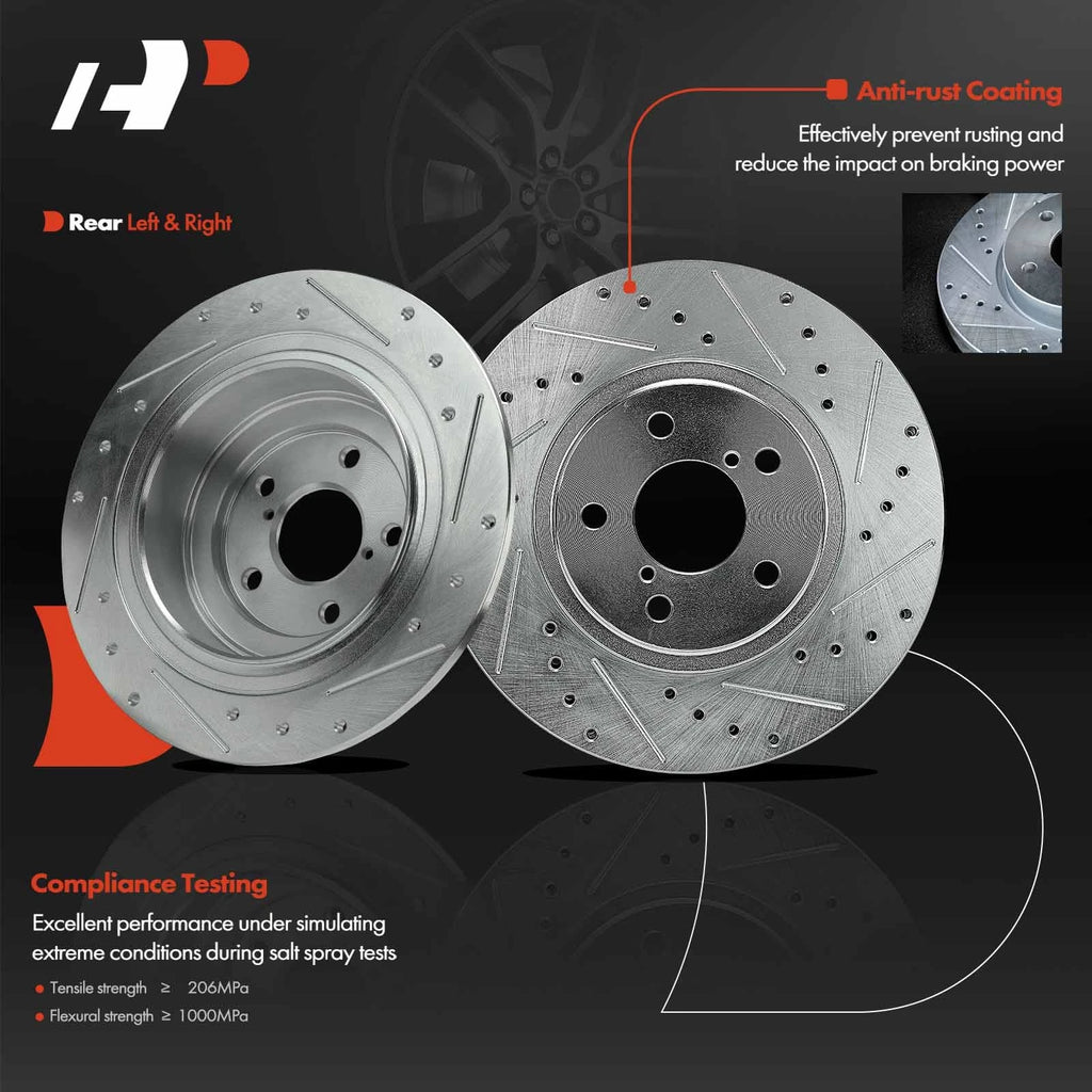 Set of 4 Drilled Brake Rotors & Ceramic Pads for Subaru Outback (2000)