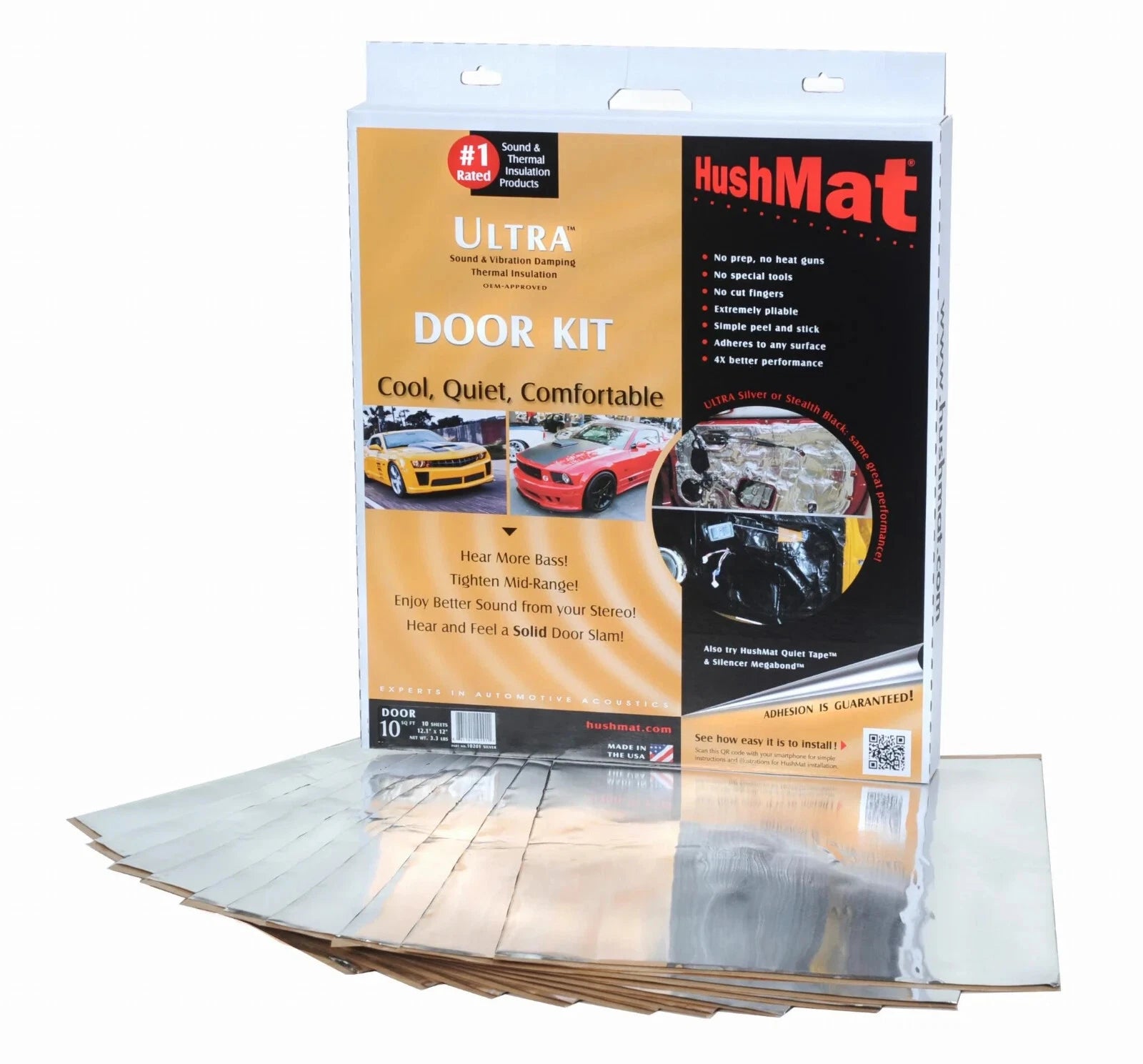 Hushmat Ultra Door Kit Silver 12x12 Sheets 10 Piece for Universal Use