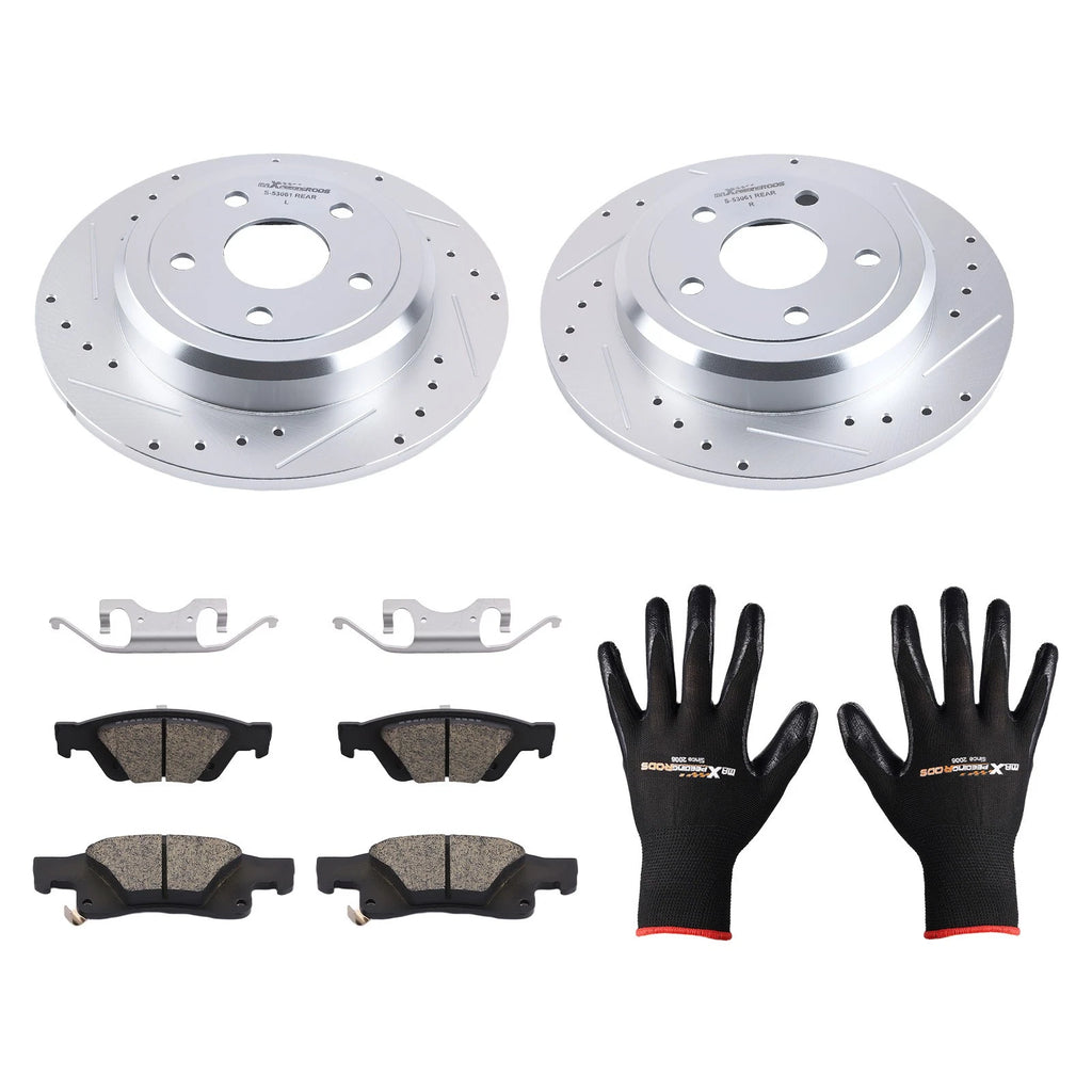 Set of 2 Rear Brake Rotors & Ceramic Pads Kit for Jeep Grand Cherokee (2011–2020) P-1498