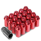 20 PCS Closed End M12x1.5 50mm Tall Red Aluminum Lug Nuts + Adapter
