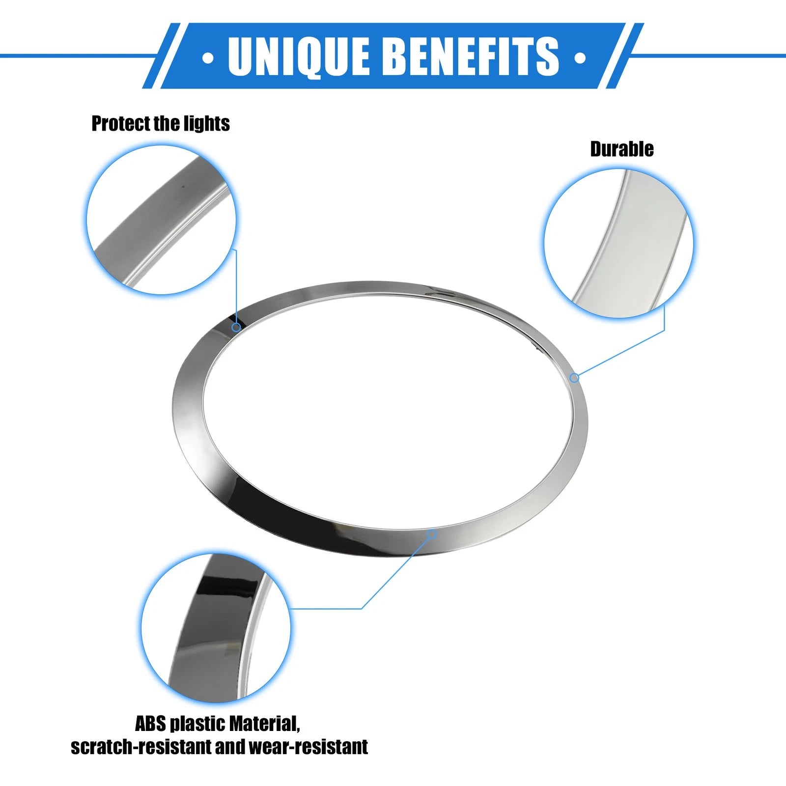 1 Pair Headlight Trim Ring for BMW Mini F55 (2014–2021) Silver Tone